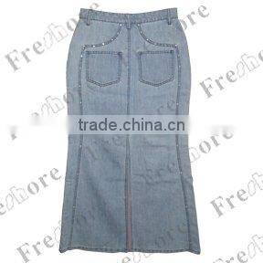 Lady's Straight Skirt With Diamond Decoration