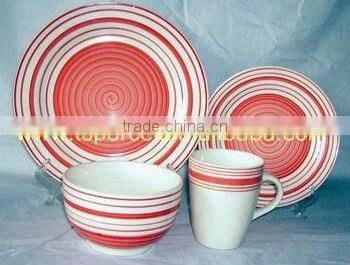 16pcs hand printed stoneware dinner set