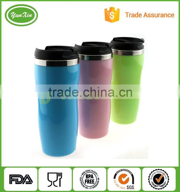 2016 Eco-Friendly promotional Double wall travel mug with leakproof design lid