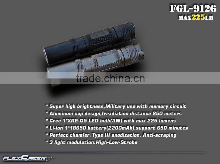 18650 battery CreeQ5 military mini led pen torch