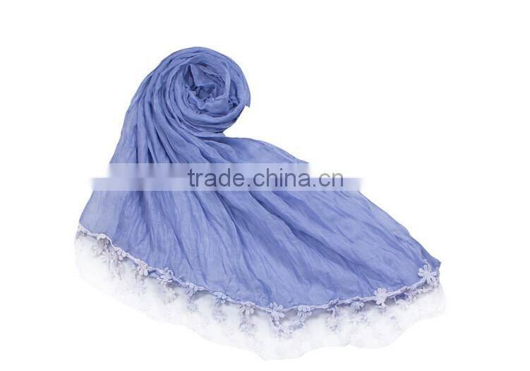 new model elegant plain lace trim scarf/