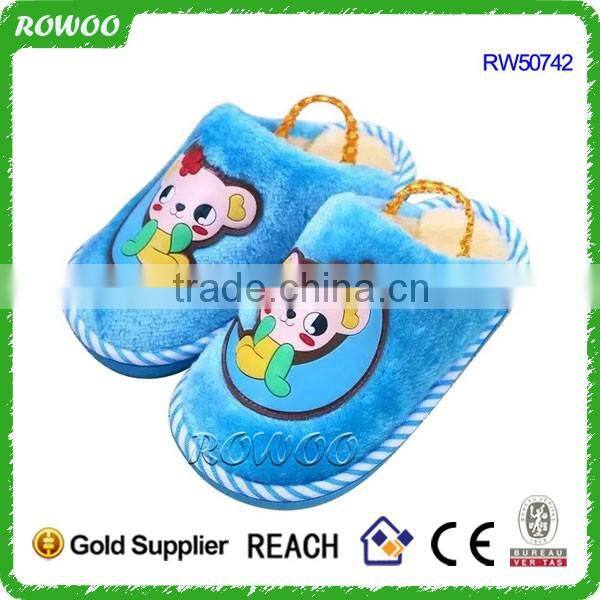 Plush Kids Indoor Shoes hot selling kids cartoon fur lined shoes