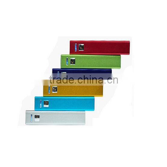 Flexible mini usb aluminium lipstick power bank 2600mah for smartphones