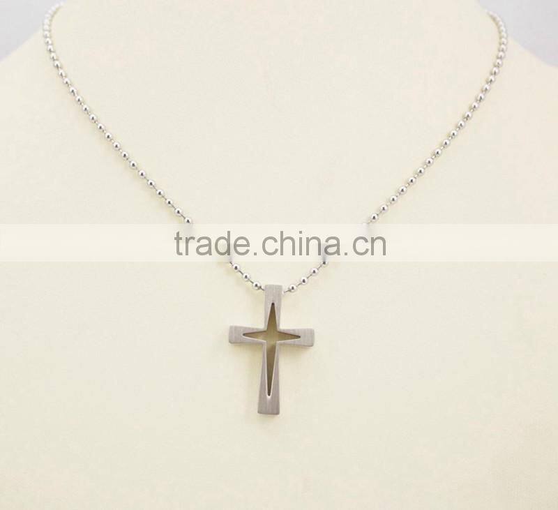 Silver Hollow Cross Pendant Fashion Men Necklace
