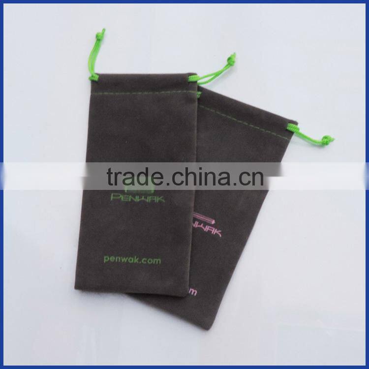Custom printed logo soft GREY Velvet Jewerly Packing Pouch high quality fabric