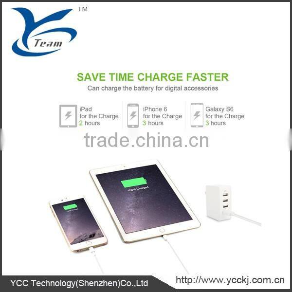 25W 4-Port USB Wall Home Travel Charger Power Adapter, Multi-Port USB Charger SmartID & with Foldable Plug for iPhone 6s / 6