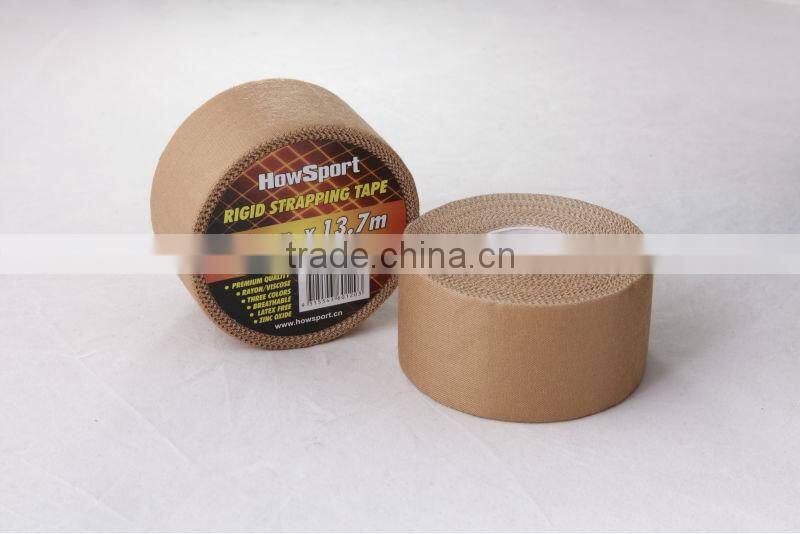 ( S )serrated edge Premium breathable strong stickness zinc oxide rigid strapping sports adhesive tape 3.8cmx13.7m manufacturer