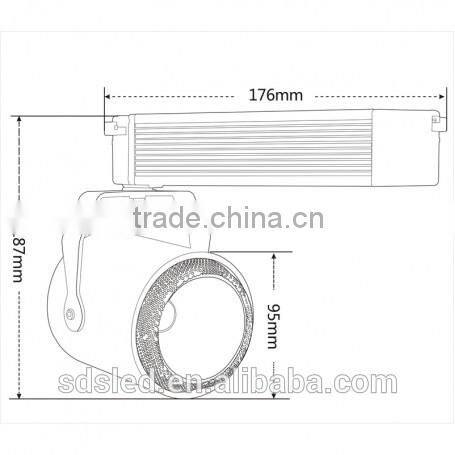 LED track light 40W Warm White Aluminum Alloy 2700-3200K cob led track light