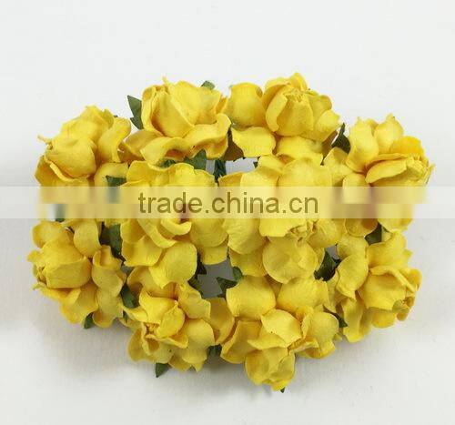 Solid Yellow , Small Handmade Mulberry Paper Flower, Wedding Party, Scrap-booking Crafts, Wholesale 19/401