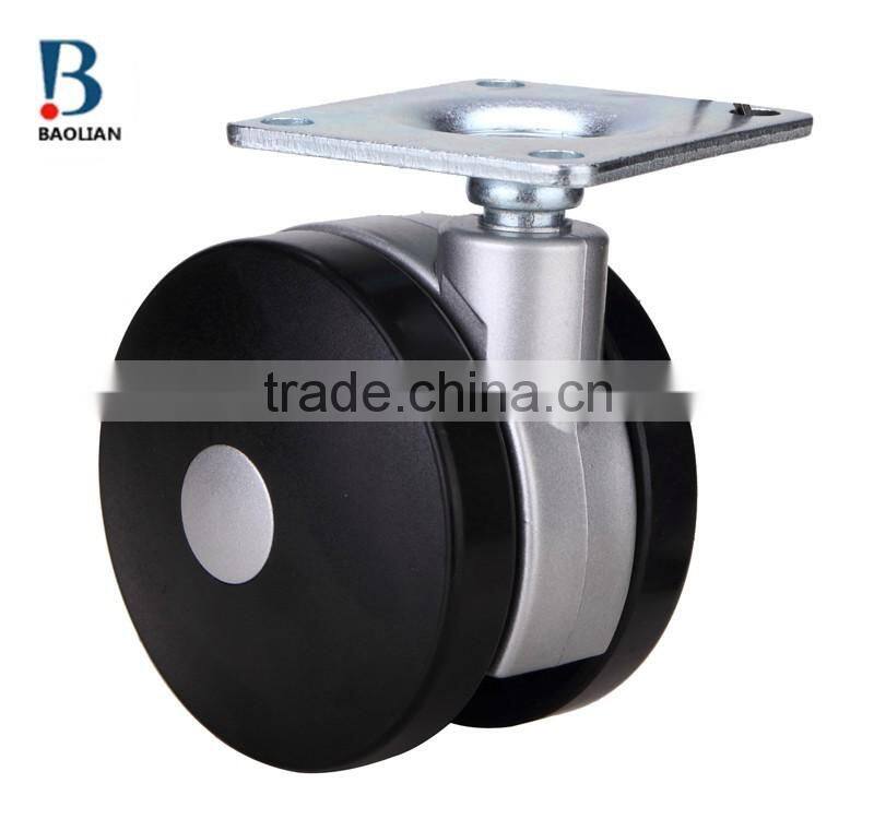2016 newest 3-inch black metal plate nylon plastic rivet swivel caster with brake