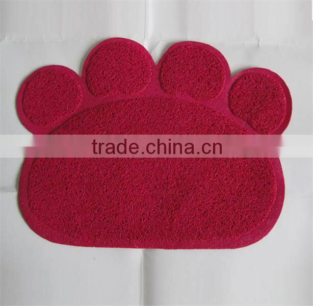 RED color Pet Paw shape print litter mat for cats/PVC mat/vinyl cushion floor mat 45x60cm