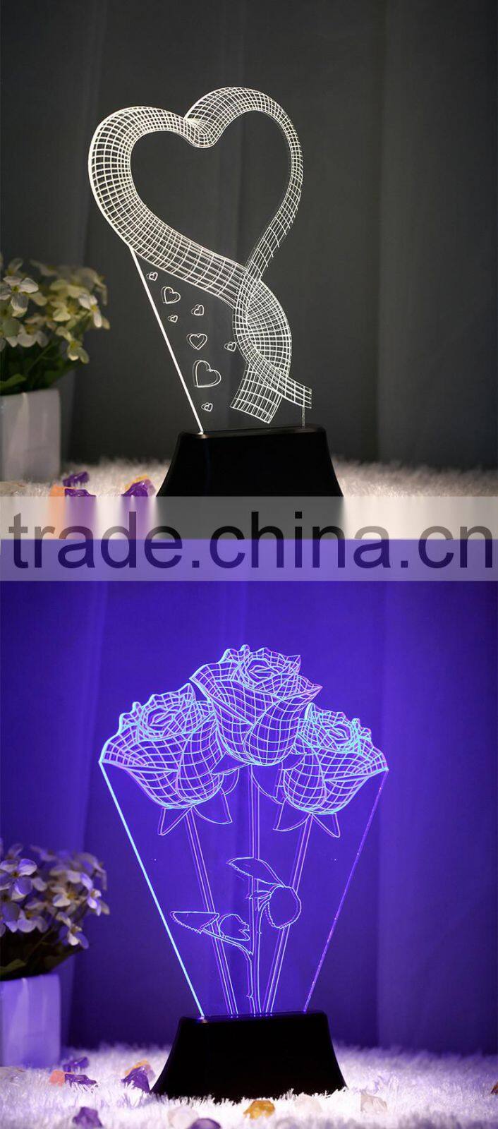 telesthesia acrylic + 3d optical illusions led rectangle lighted display base multi color changing night light lamp