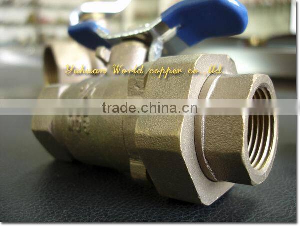 WD-1105 Bronze Ball Valve Single Union Ends With Drain