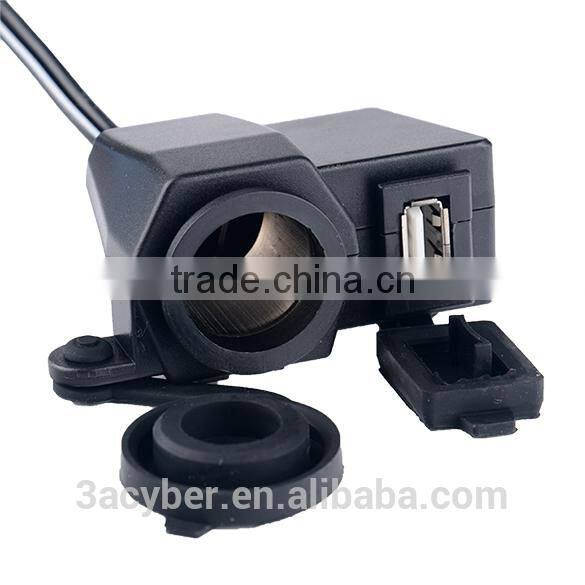 New 2.1A Waterproof Motorcycle Car Charger USB Cigarette Lighter Power Adapter
