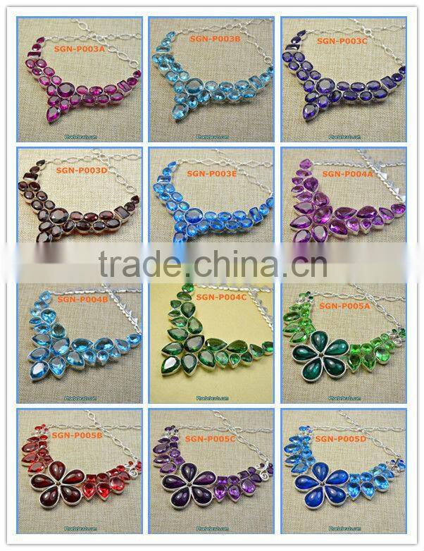 Wholesale High Quality Royal Color Luxury Big Crystal Necklaces SGN-P017B
