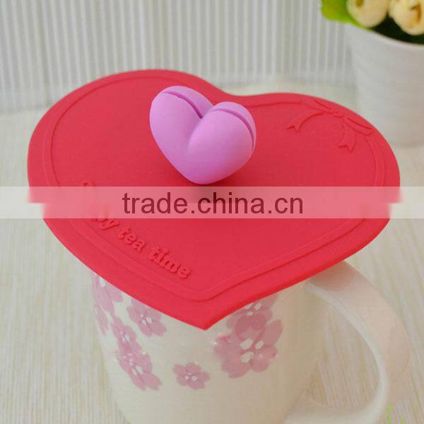 lovely heart shape,silicone lids for cups,coffee cups silicone lid,silicone coffee cup cover ,silicone mug cover