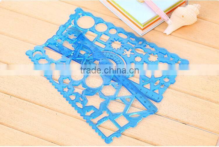 High Quality Soft 2 PCS In One Set Plastic Ruler Drawing Stencil
