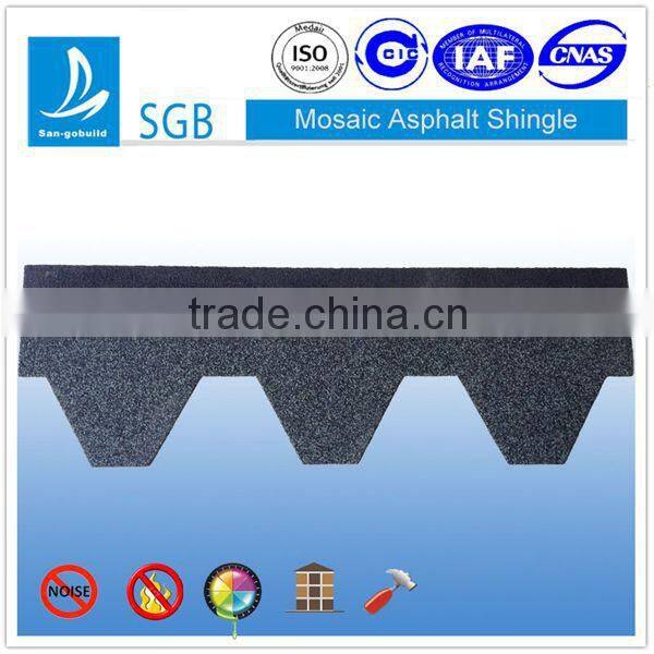 black/gray/yellow/blue/red/green color Mosaic roof asphalt shingle for roofing materials