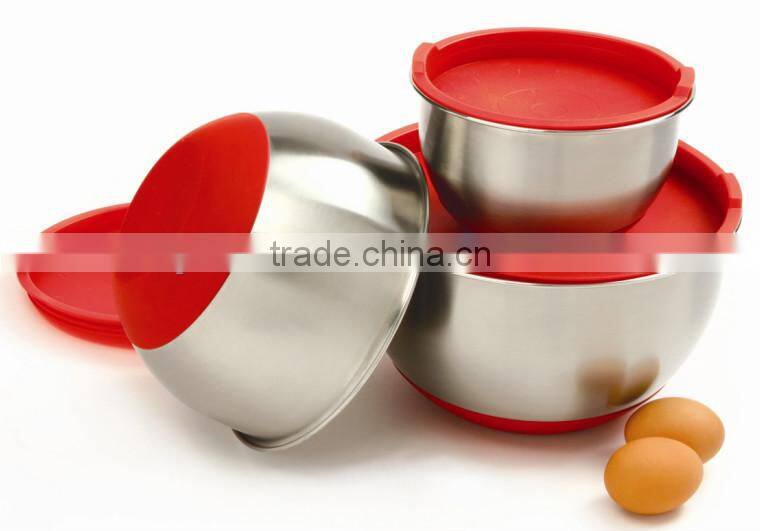 2016 Hot sale 3pcs Stainless Steel Non-Slip Mixing Bowl