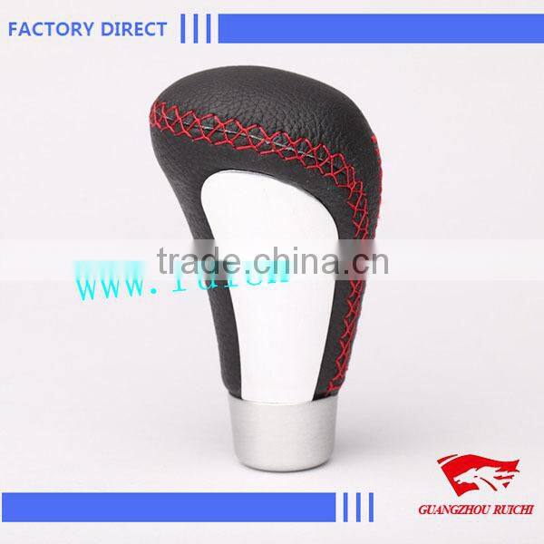 Universal Auto Gear Lever Shift Knob Leather Red Stitch Supplier