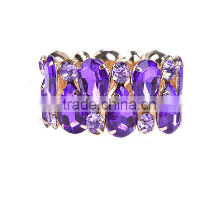 Free sample 2016 new design expandable wire Custom lady rhinestone bracelet
