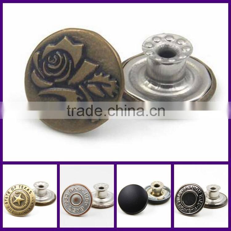 Custom brand logo metal push brass snap fasteners