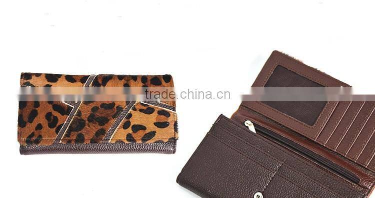 fahsion fur leather wallet in animal pattern