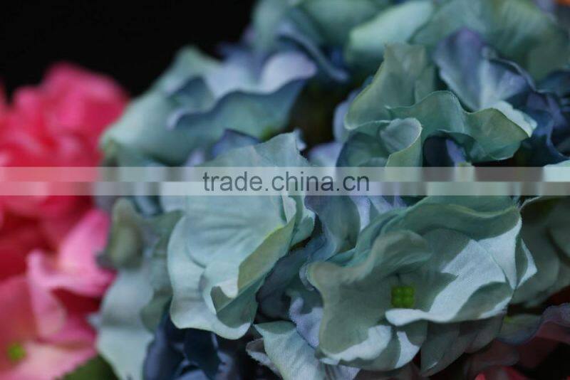 Single wholesale silk flower hydrangea for decoration with 30 forks