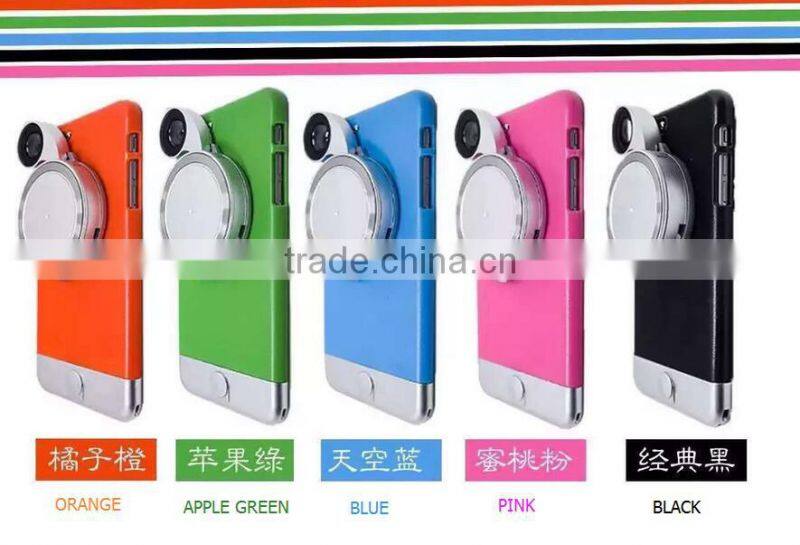 Hot Selling Universal 3 in 1 Phone Case with Holder, Fish Eye Lens 180 degree Macro Camera Lens Phone Case For iPhone 6s