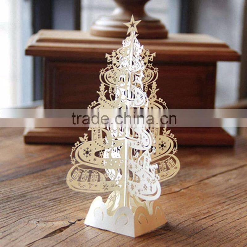 3D Birthday handmade car Laser Cut Pop Up Cards Decoration Greeting Card Merry Christmas tree Party