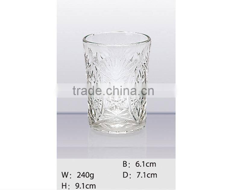High quality engraved glass cup, carved glass cup, old fashion glass cup for juice