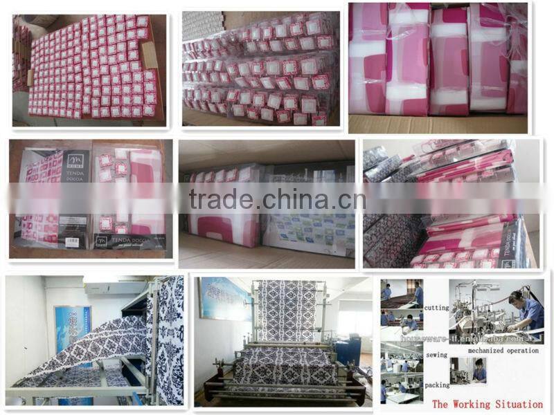 round style bathroom shower curtain with 12pcs decorative hooks