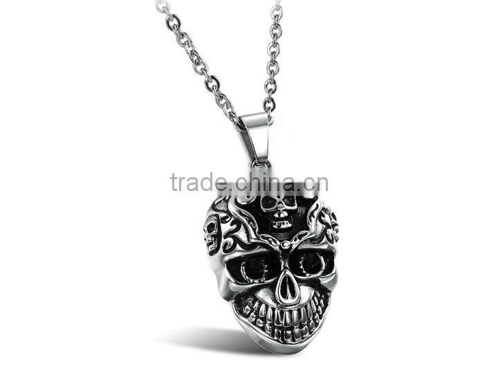 fashion black stainless steel jewelry ,stainless steel skull pendant