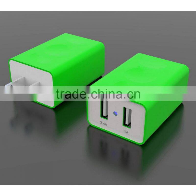 High Quality 3.4A Dual USB Wall Travel charger for Apple and Android Devices US, EU plug