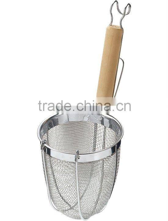 Japanese Professional Udon Chef Using Udon Noodles Colander And Strainer