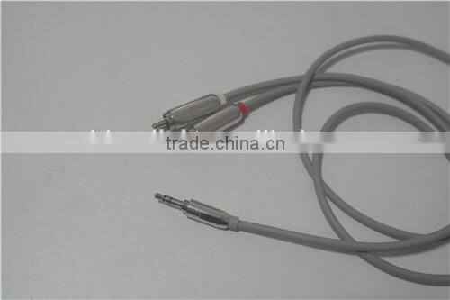 Siliver plated 3.5mm Jack to Twin/2 Phono Cable Lead GOLD metal shell cabletolink top quality