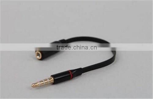 9cm 4poles 3.5mm male to 3.5mm female black cable top quality
