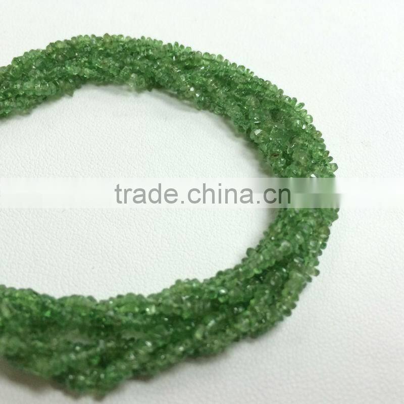 #87NZZ Natural Semi-Precious Roundel Faceted Loose Gemstone Beads Tsavorite
