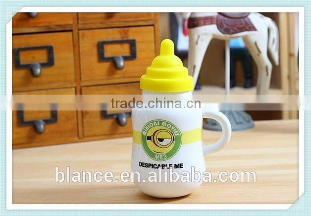 porcelain milk cup in milk bottle with nipple design