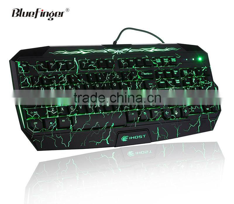 Custom professional USB computer game keyboard with green backlit