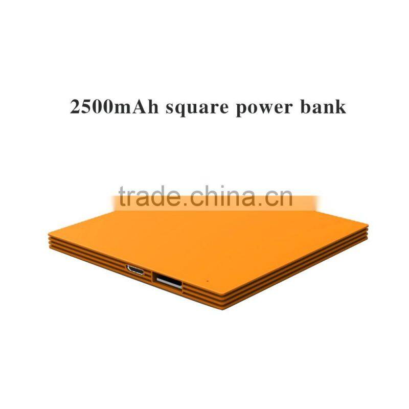 2016 best sell and CE ROHS FCC certificationing products! ultra slim portable power bank 2500mah with full capacity