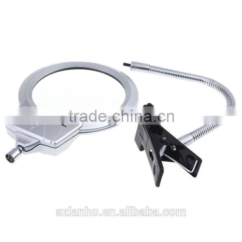 2.5X107MM 5X24MM LED Clip-on Desk Metal Hose Magnifier Magnifying Glass