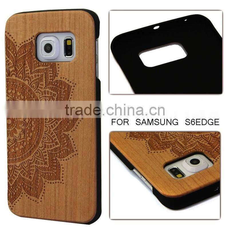 Beautiful Laser Engraved PC+ Cherry Wood Cover For Galaxy S6 Dandelion Engraving for S6 Hoursing for samsung galaxy s6