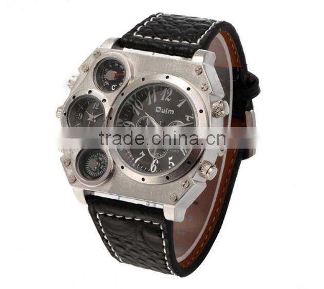 wholesale fashion leather big face quartz mens wrist watches