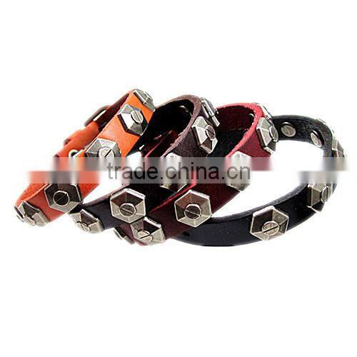 Unisex Real Leather wristband Bracelet Colorful
