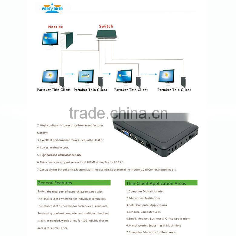 2015 Newest Multi Language ARM A9 Quad Core RDP 7.1 Linux N3 X3 workstation Thin Client