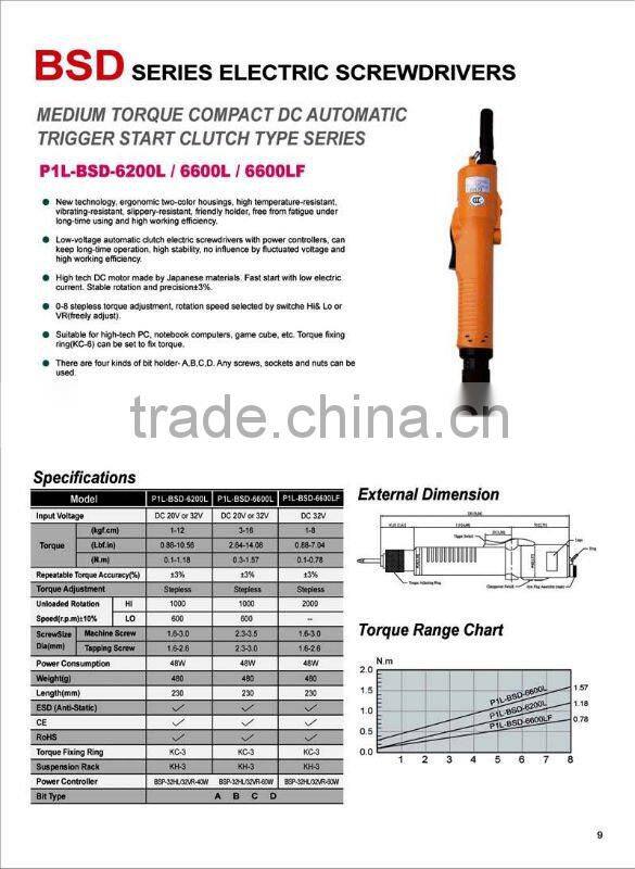 Medium Torque Compact DC Automatic Electric Screwdriver 6600( electric driver for assembly,electric screw driver)