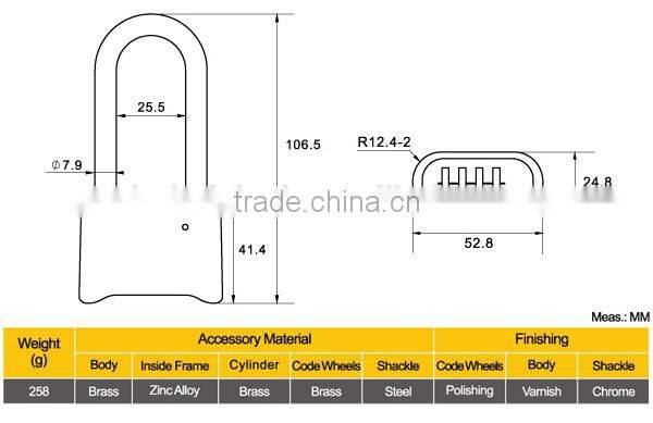 High Quality Tri-Circle Brass Combination Padlock TC-D5202