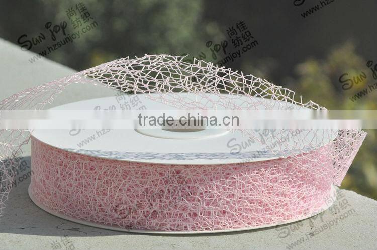 Christmas Decoration Pink Mesh Ribbon