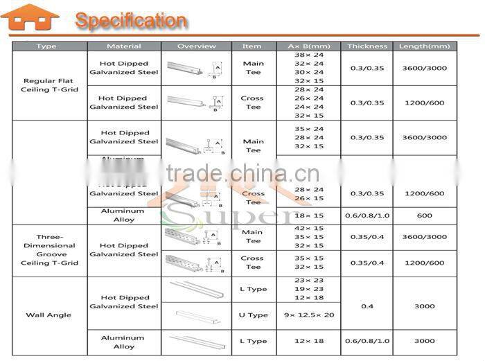 Groove Ceiling Grid Guangzhou Manufacturer